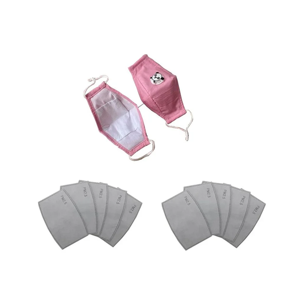 6 Pack Child Face Masks Red Grey Blue Orange Black Pink 10pc Filters